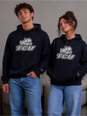Champion Men’s Navy TCU Crewneck Hoodie (Unisex)
